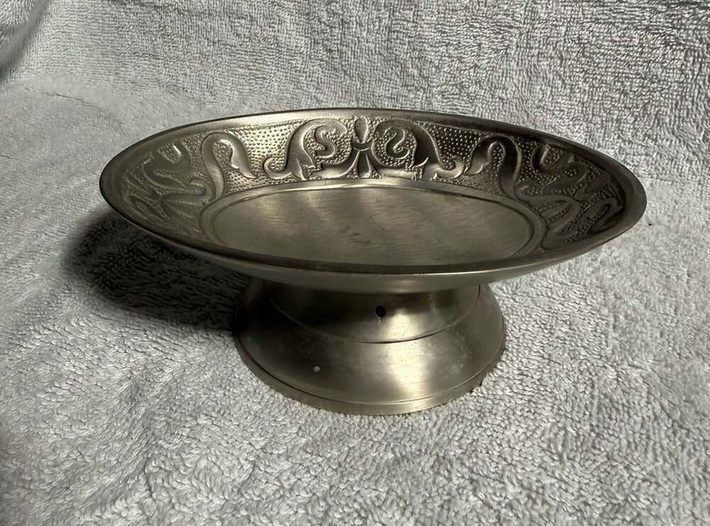 Vintage Pewter Pedestal Bowl Trinket Tray 6 Inch